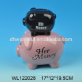 Cute double pigs shaped ceramic coin banks,ceramic coin boxes